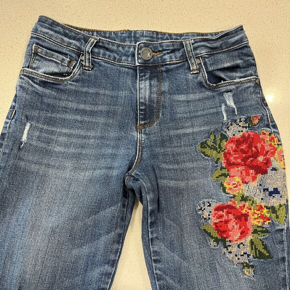 Kut from the Kloth Reese Ankle Jeans Size 4 – Floral Embroidered Denim - Picture 13 of 16
